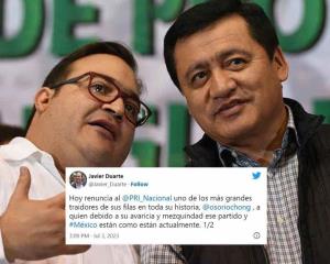 Es el más grande traidor del PRI; Duarte twittea contra Osorio Chong tras desbandada al PRI