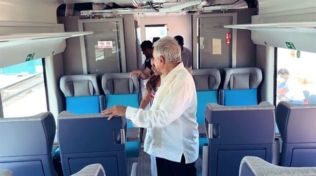 Así es el interior del primer vagón del Tren Maya que llegó a Cancún