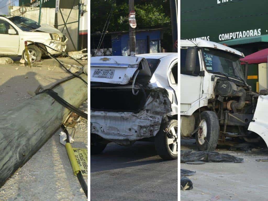 Fuerte choque destroza unidades en avenida Juan Osorio ¡Triple impacto! l VIDEO