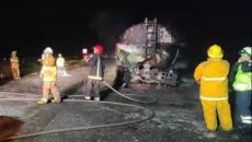 Choque y explosión de pipas en autopista del sur de Veracruz | VIDEO