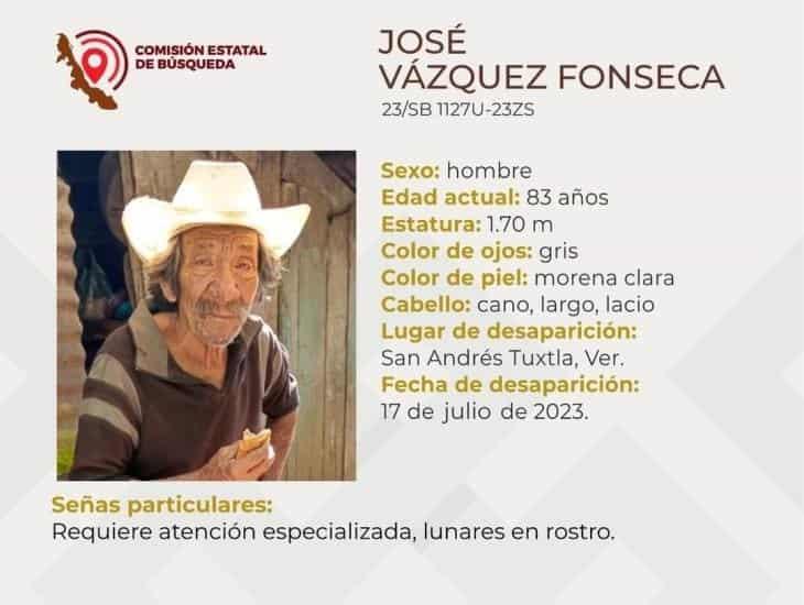 Desaparece abuelito de 83 años en San Andrés Tuxtla