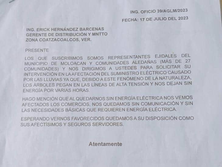 Esperan que CFE atiende petición de libranza en Moloacán