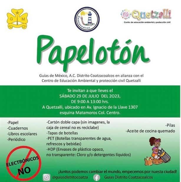 Invitan a sumarse al Papelotón; se recibirán diversos materiales en Quetzalli