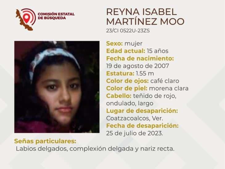 Reyna Isabel Martínez Moo de 15 años, se encuentra desaparecida en Coatzacoalcos