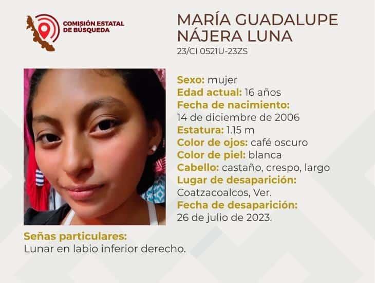María Guadalupe Nájera de 16 años, desaparecida en Coatzacoalcos