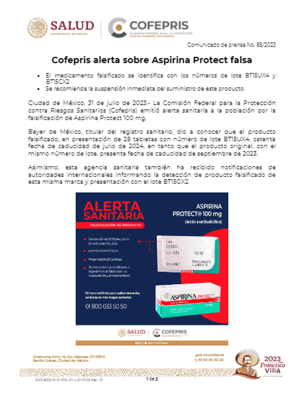 Cofepris advierte sobre circulación de Aspirina pirata ¡aguas!