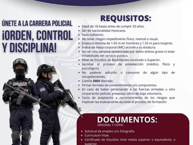 Ofrecen vacantes en Policía de Tuxpan