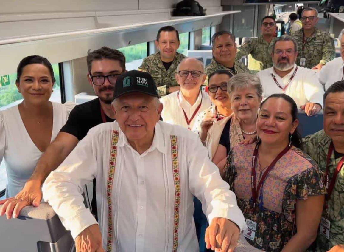 AMLO ya viajó por primera vez en el Tren Maya