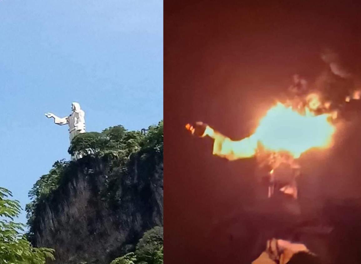 Rayo destruye al Cristo Pescador en Chiapas l VIDEO
