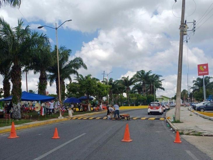 Pintan los topes que generaron accidentes en el boulevard Antonio M. Quirasco