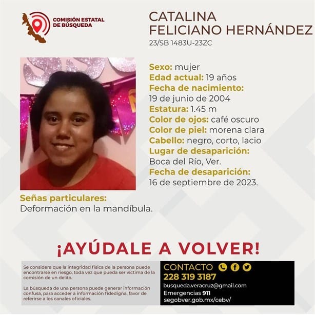 Desaparece Catalina Feliciano en Boca del Río; solo tiene 19 años