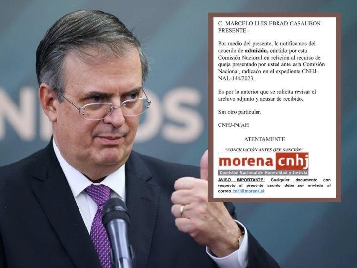 Morena admite recurso de queja de Ebrard contra proceso interno