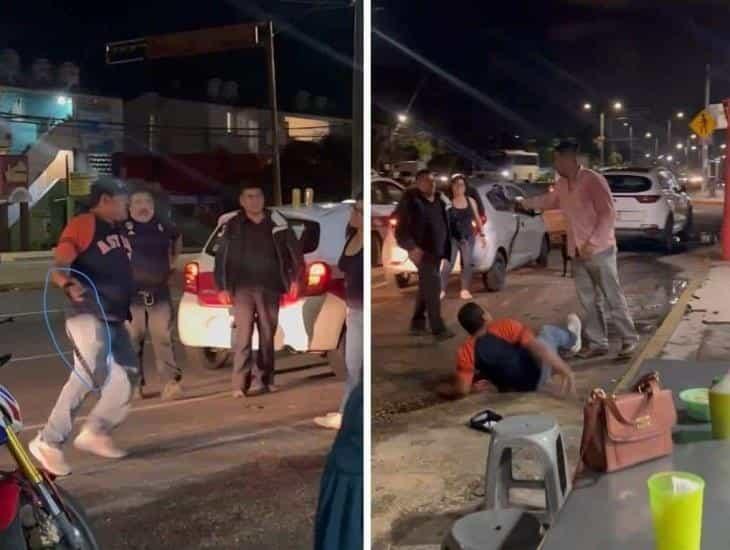 Taxista pelea a cinturonazos y termina en el suelo; ¿Alfredo Adame de Coatzacoalcos? | VIDEO