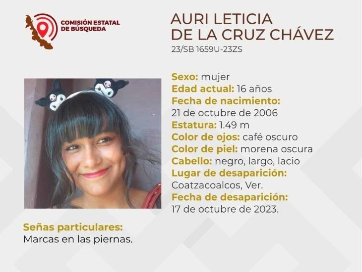 Auri Leticia de la Cruz Chávez de 16 años, se encuentra desaparecida en Coatzacoalcos