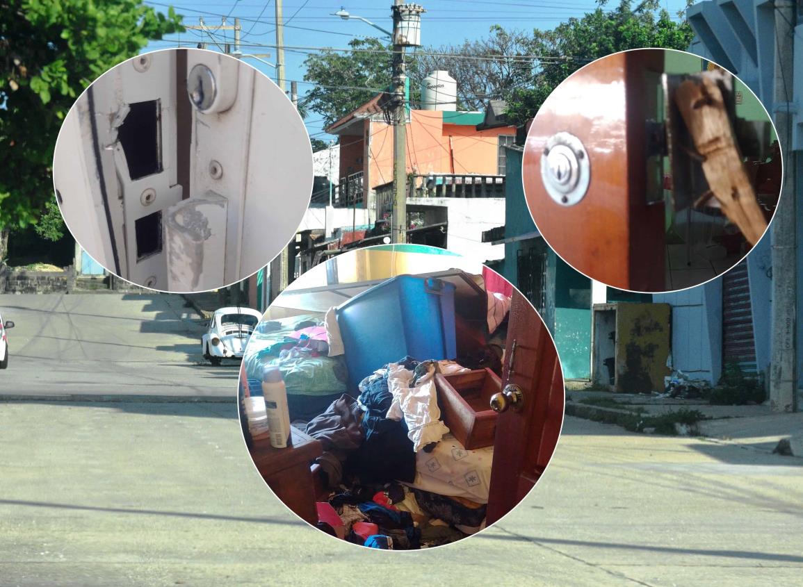Delincuentes destruyen puertas para saquear viviendas en Coatzacoalcos; agreden a menor l VIDEO