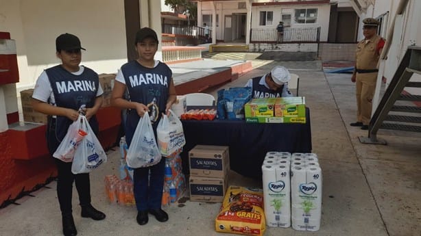 Centro de acopio en Coatzacoalcos: Marina sigue recibiendo apoyos para damnificados en Guerrero