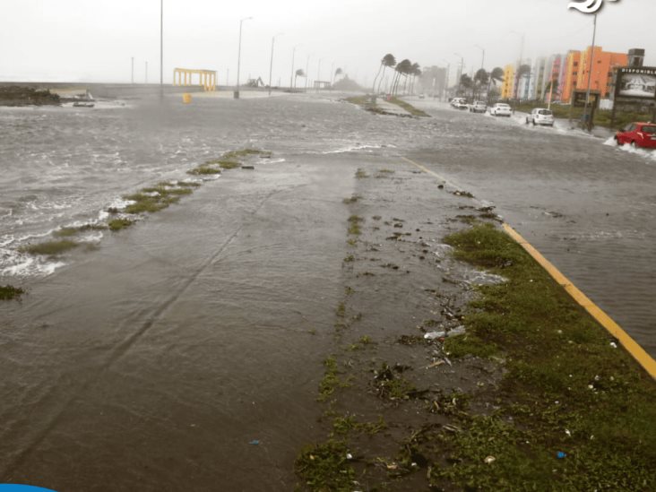 Se inunda tramo del malecón de Coatzacoalcos por Frente Frío 8; alternativas viales | FOTOS y VIDEO