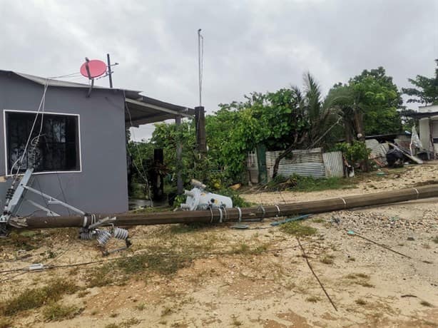 Frente Frío 8: Más de 50 familias en Nanchital están sin luz por caída de poste de energía | VIDEO