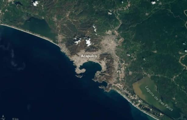 Así se ve Acapulco antes y después del paso de Otis visto desde un satélite