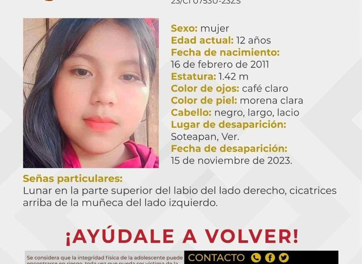 La menor Viridiana López de 12 años, cinco días desaparecida en Soteapan