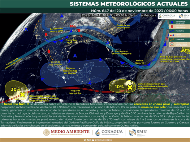 Advierte Conagua por tres posibles ciclones cerca de México; esta es su trayectoria