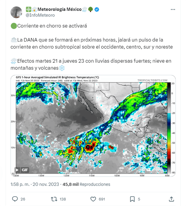 En alerta por DANA, nuevo fenómeno meteorológico que puede llegar a México