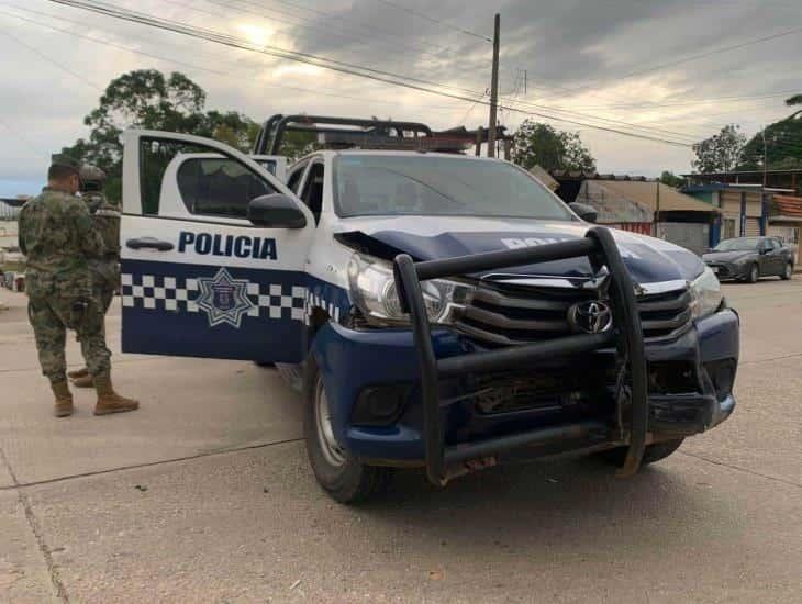 Policia Municipal provoca choque en Acayucan