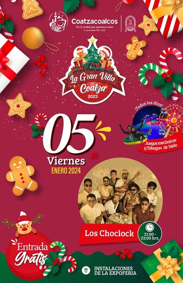Banda del Vive Latino estará gratis en la Villa Navideña Coatzacoalcos