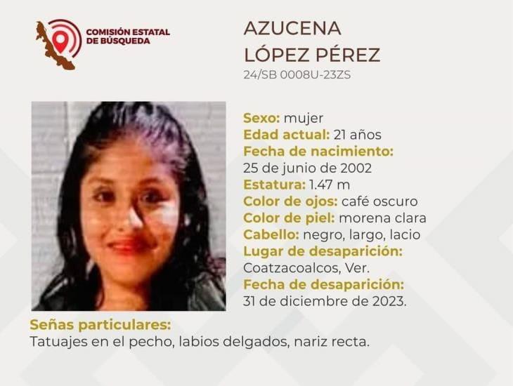 Azucena López Pérez, desapareció en fin de año en Coatzacoalcos