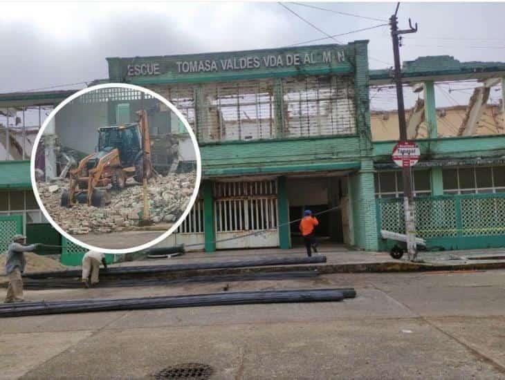 Así va la demolición en escuela Primaria Artículo 123 de Coatzacoalcos | FOTOS