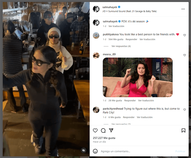 Salma Hayek pasa “frías vacaciones” con sus hijos