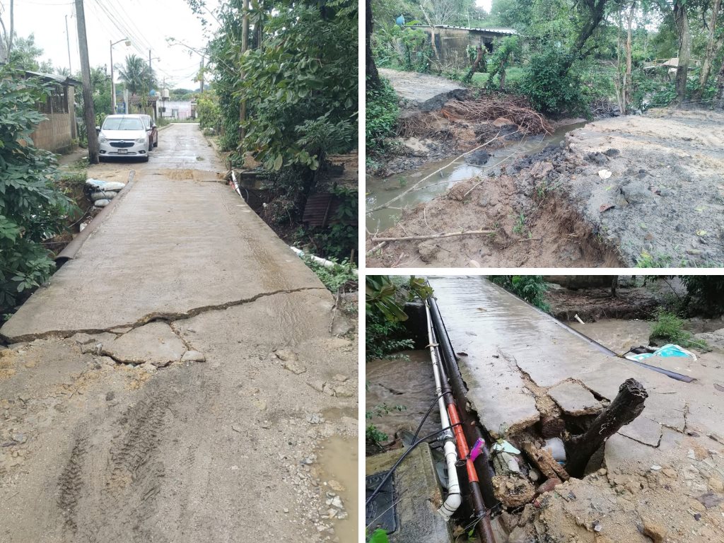 Fuertes lluvias dejaron daños en caminos y vías alternas en Moloacán