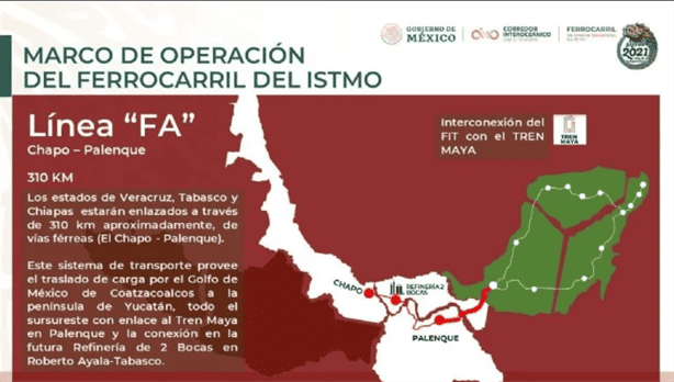 Así será la ruta del viaje de Coatzacoalcos a Cancún; se unen Tren Interoceánico y Tren Maya
