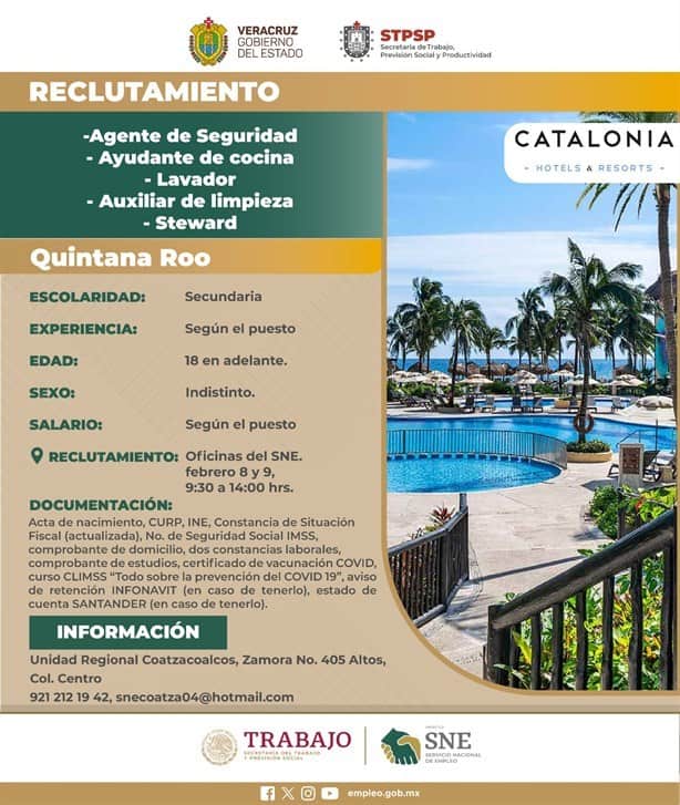 Lujoso hotel de Quintana Roo busca personal en Coatzacoalcos; fecha y requisitos