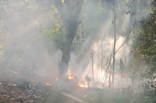 Incendio en terreno baldío causa alarma en colonia de Huiloapan