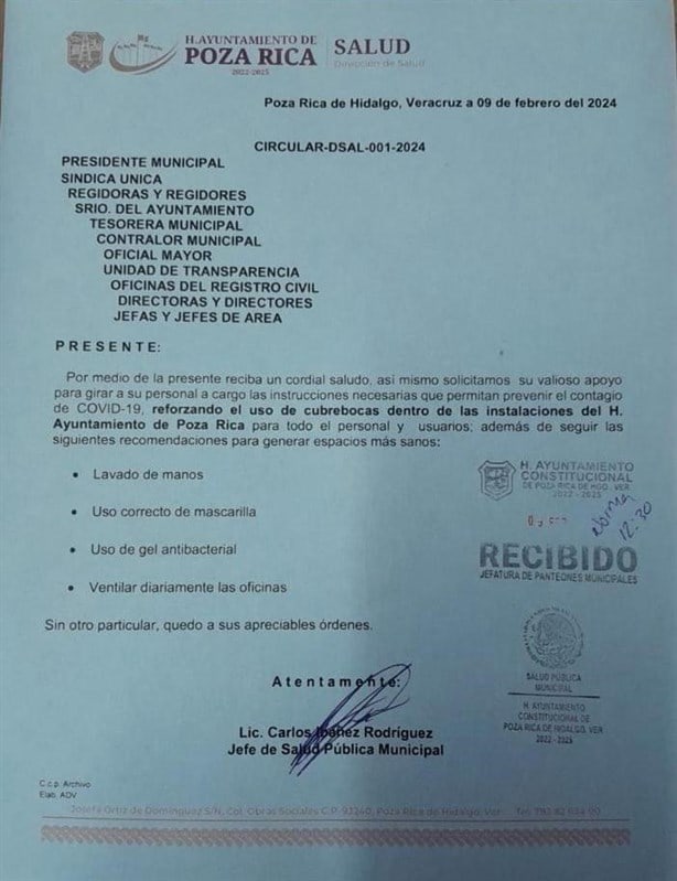 Ayuntamiento de Poza Rica reactiva uso de cubrebocas en sus oficinas 