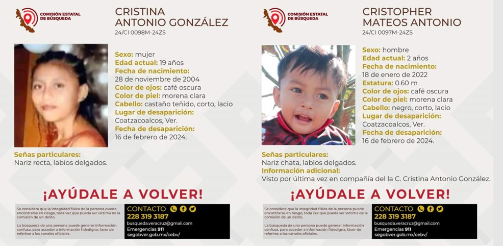 Reportan desaparición de madre e hijo en zona ejidal de Coatzacoalcos