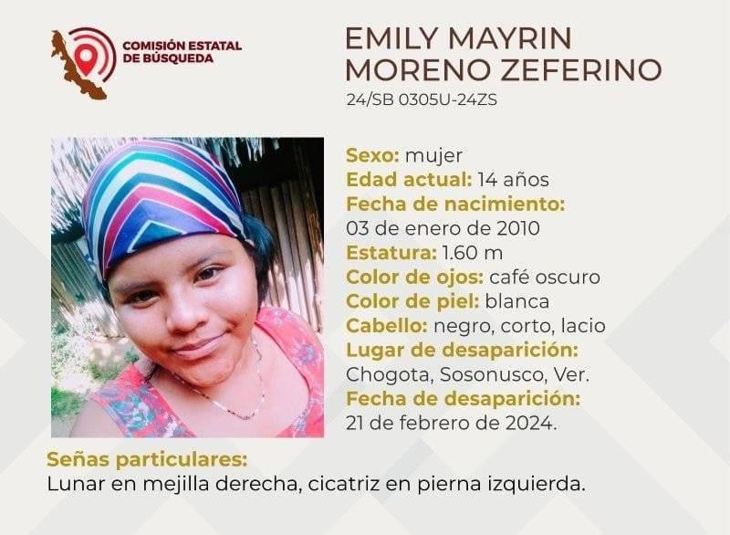 Menor es reportada desaparecida desde hace 5 días en Soconusco
