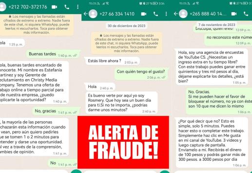 Alertan por fraudes en ofertas laborales en WhatsApp