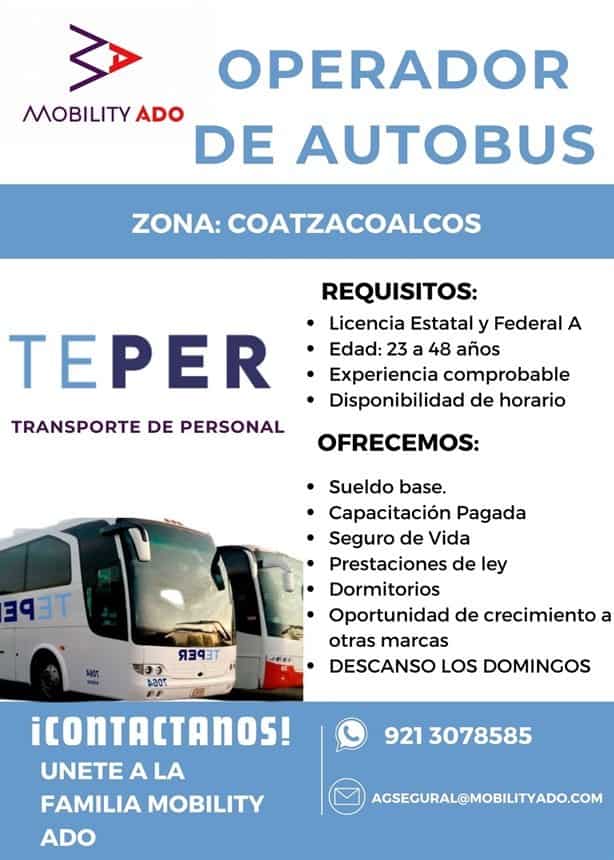 Mobility ADO Coatzacoalcos abre vacante para operador de autobús, checa aquí los requisitos