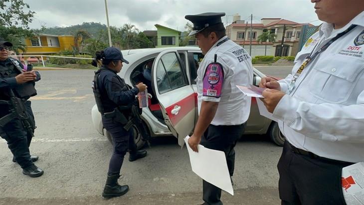 Refuerzan operativo "Ruta segura" en unidades de transporte público en Poza Rica