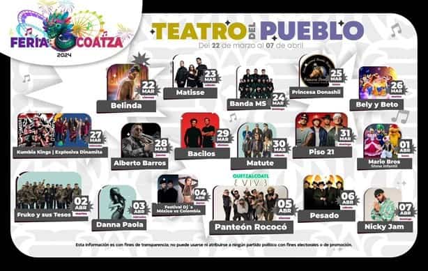 Ellos son los 5 artistas sorpresa que llegarán a la Expo Feria Coatzacoalcos 2024