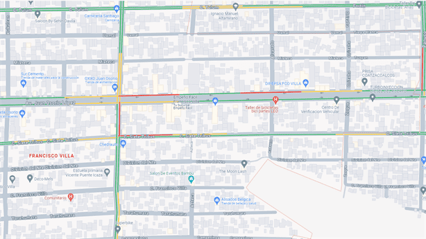En estas calles de la Francisco Villa hay mayor tráfico en según datos de Google