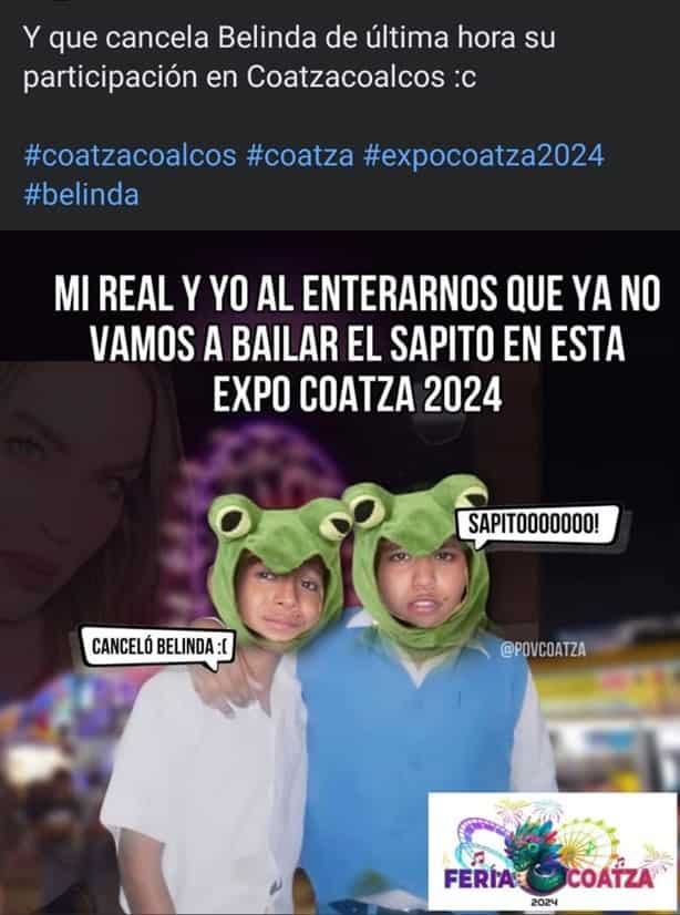 MEMES y reacciones tras cancelación de Belinda a la Expo Feria Coatzacoalcos 2024 l FOTOS