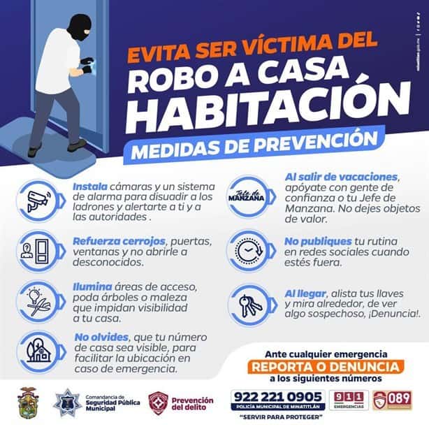 Sigue estas recomendaciones para evitar ser víctima de robo a casa habitación