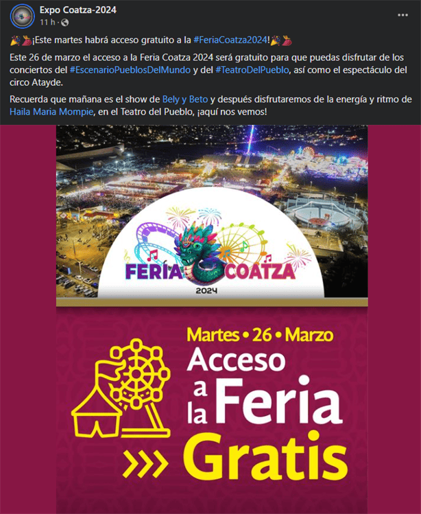 Expo Feria Coatza 2024: ¿Habrá acceso gratuito hoy? esto sabemos