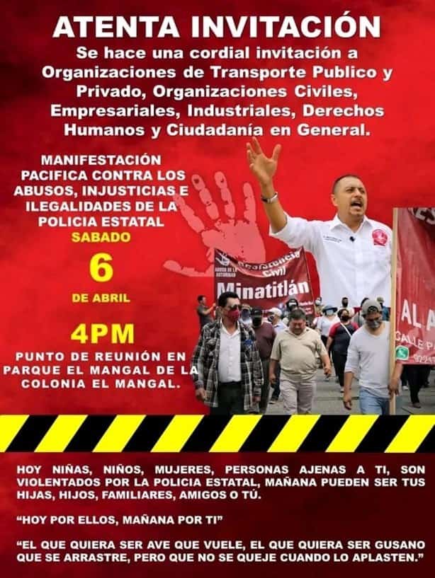 Resistencia Civil Minatitlán convoca a manifestación contra Policía Estatal