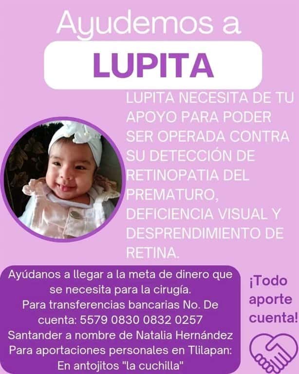 ¡Piden ayuda para Lupita! Buscan que la bebé recupere la vista