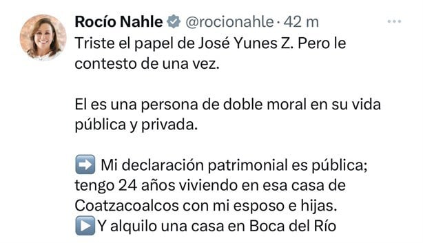 Rocío Nahle: Llevo 24 años viviendo en Coatzacoalcos, Pepe Yunes es de doble moral