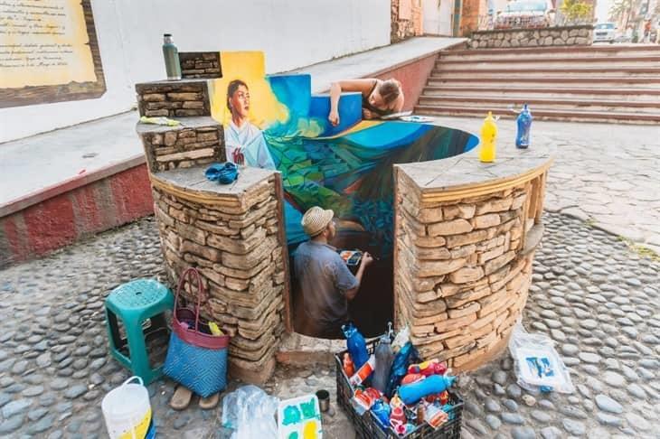 Renuevan el mural del Pocito de Nacaquinia en Misantla